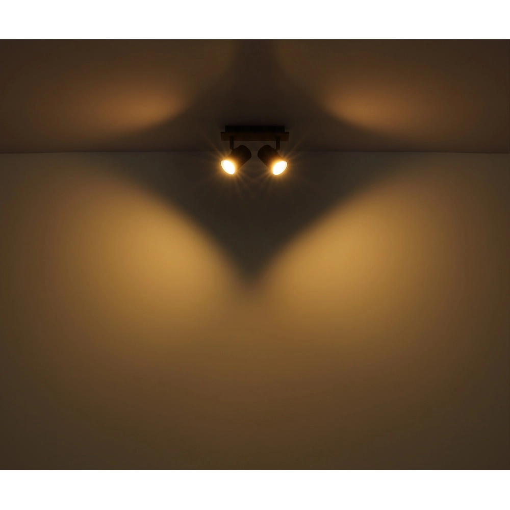 Ceiling lamp Linca 2-light black with wood Globo 9007371452941