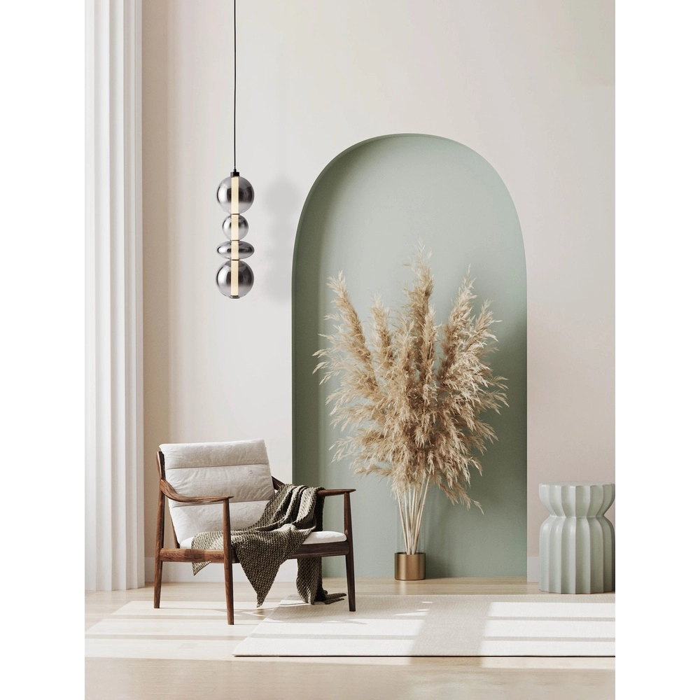 Pendant lamp Bally smoke glass 62cm Lyora 5212017449177