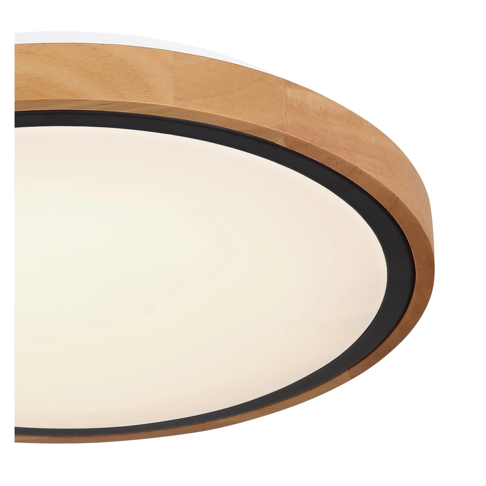 Ceiling lamp Bruno Ø 30.7cm black with wood Globo 9007371430468