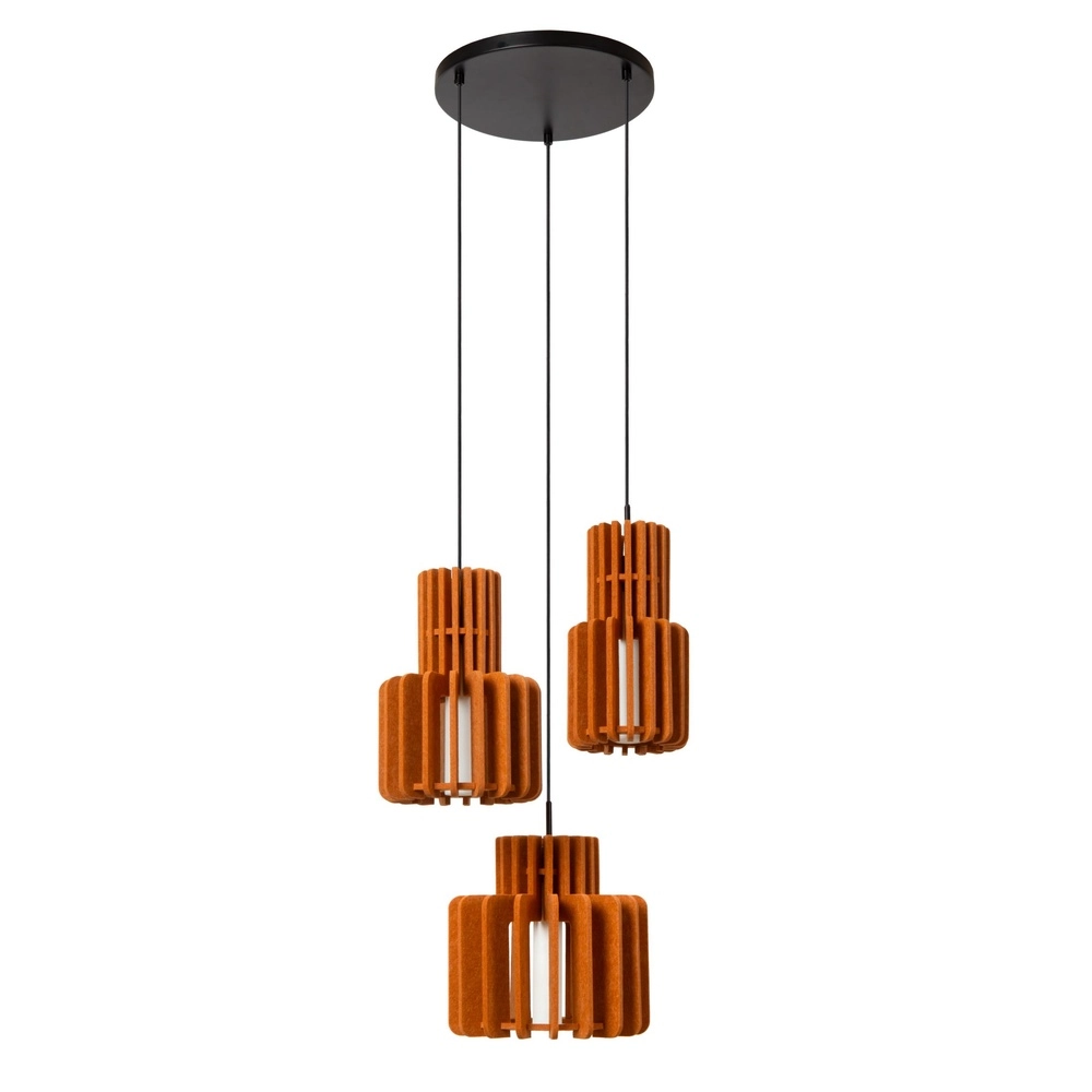 Design pendant lamp Rollo 3-light terracotta