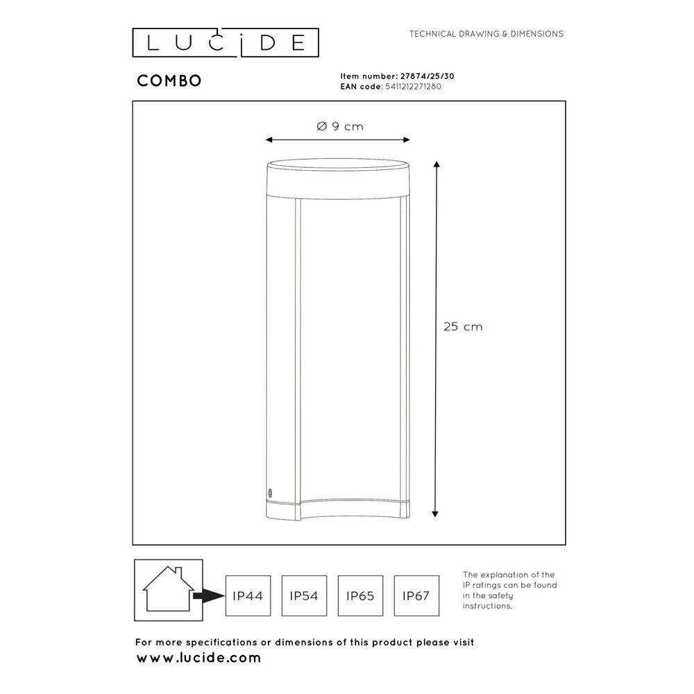 Design path lighting Combo 25cm black Lucide 5411212271280