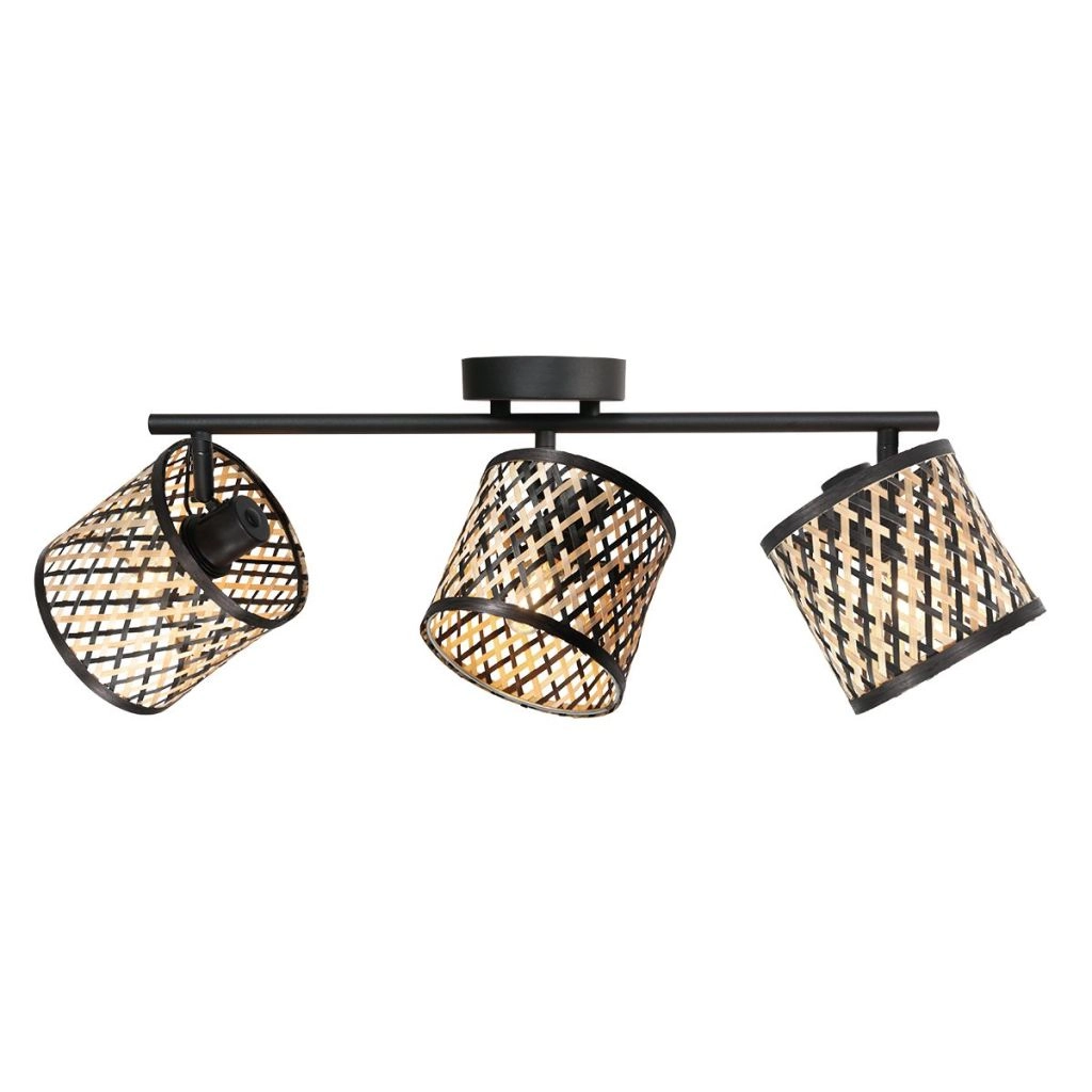 Ceiling lamp 3-lights Sumba with bamboo shades Ø12cm