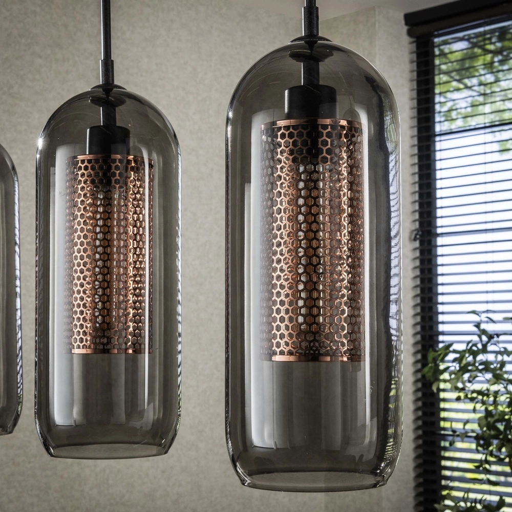 4L pendant light Smoke E27 - black with copper Lyora 8716803512139