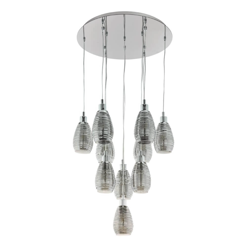 10-light hanging lamp Siracusa chrome
