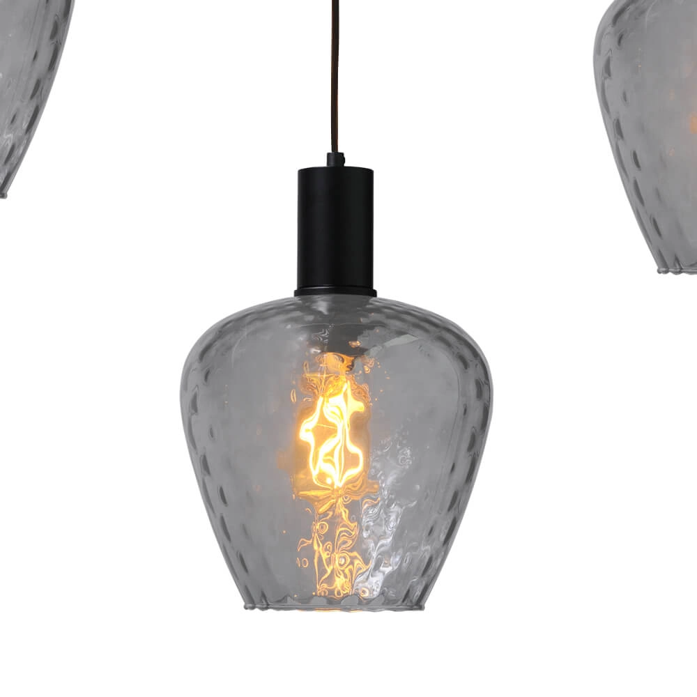 5-light hanging lamp - black - Porto with Diamond smoke glasses Masterlight 8718121270203