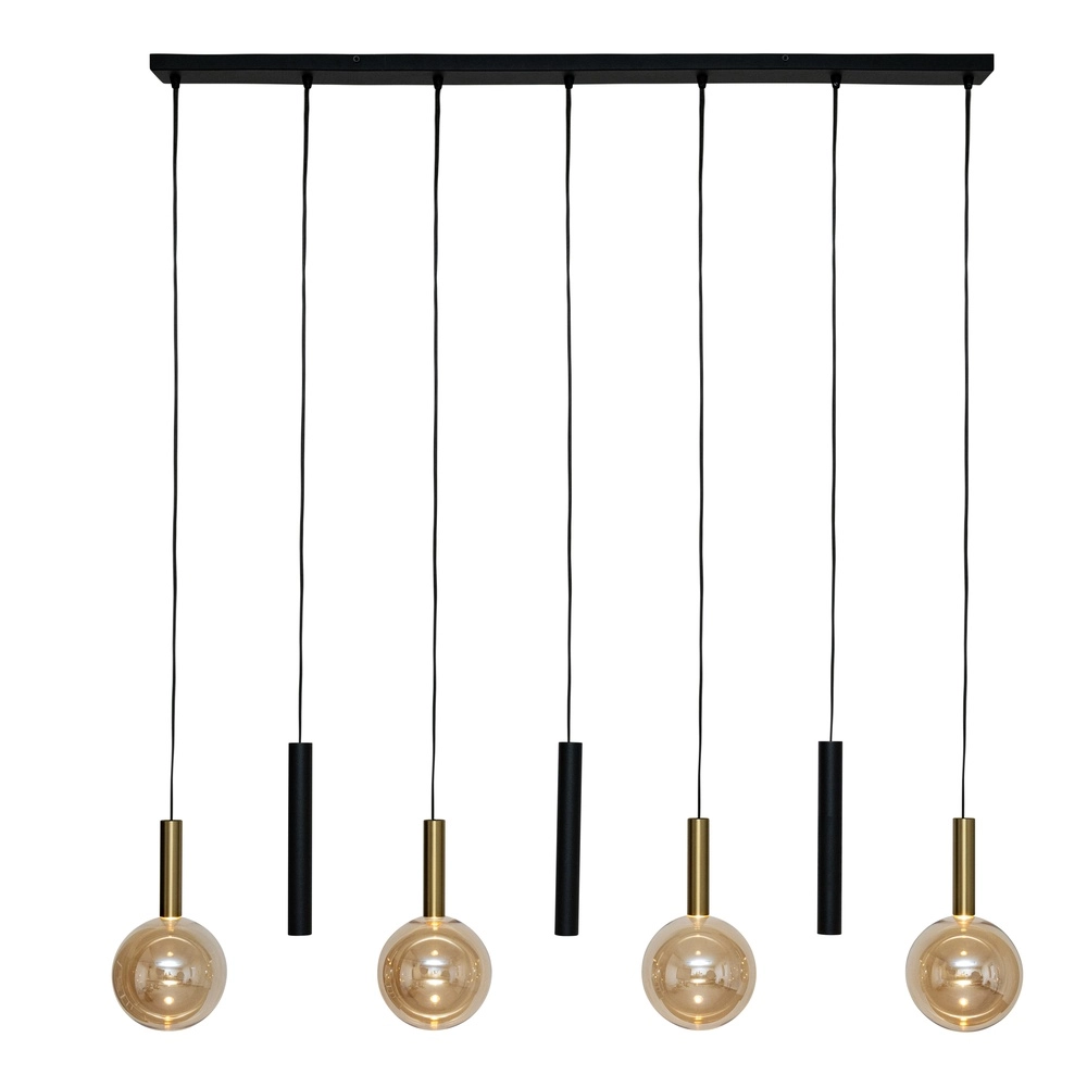 7-light pendant lamp Josiane black with gold