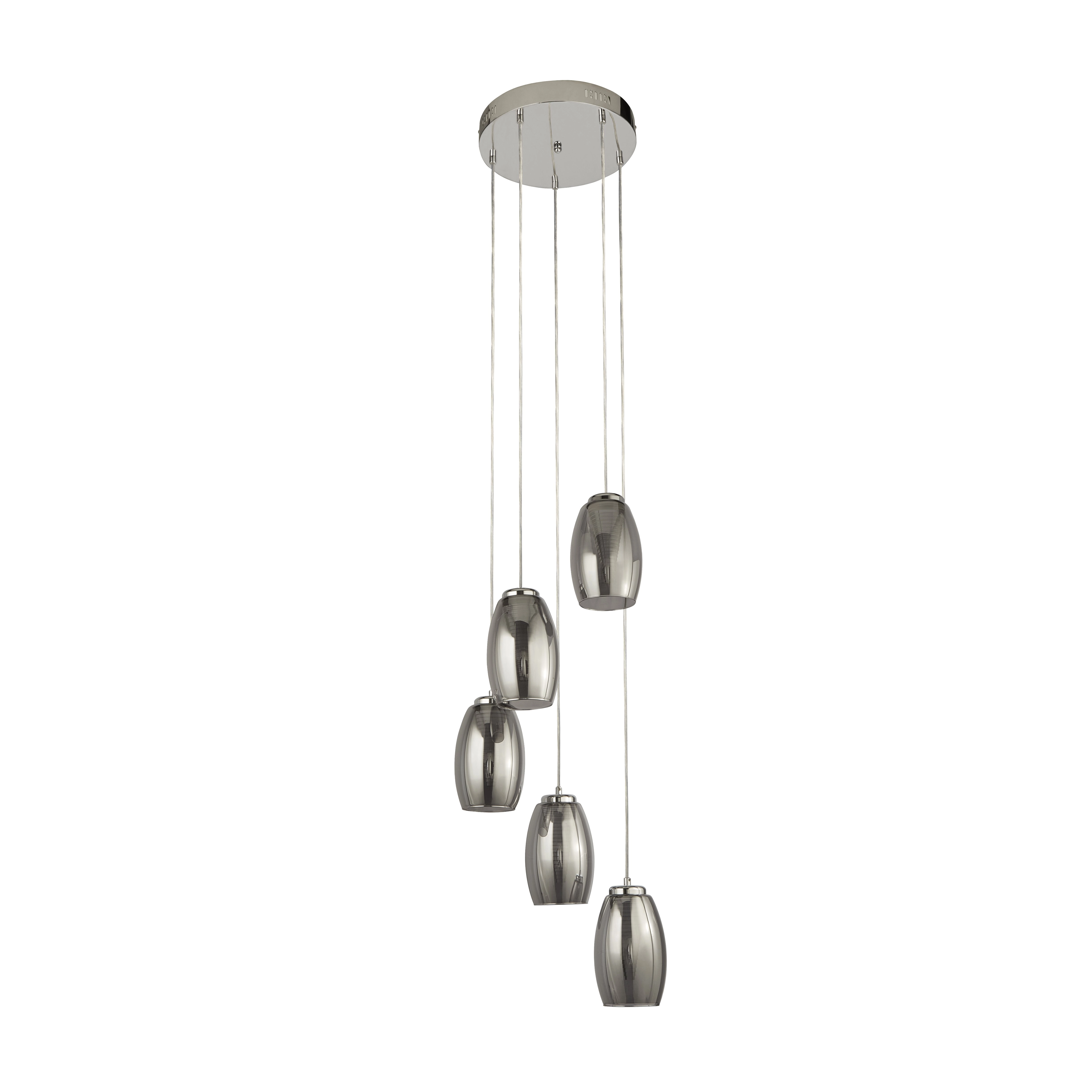 5-light vide pendant lamp Cyclone chrome with smoke