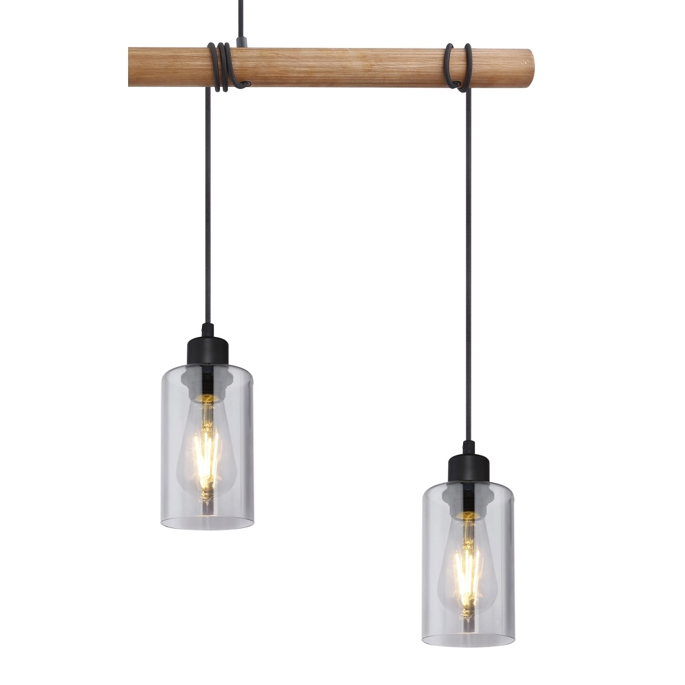Pendant lamp Hadera 4-light black with smoke glass Globo 9007371414840