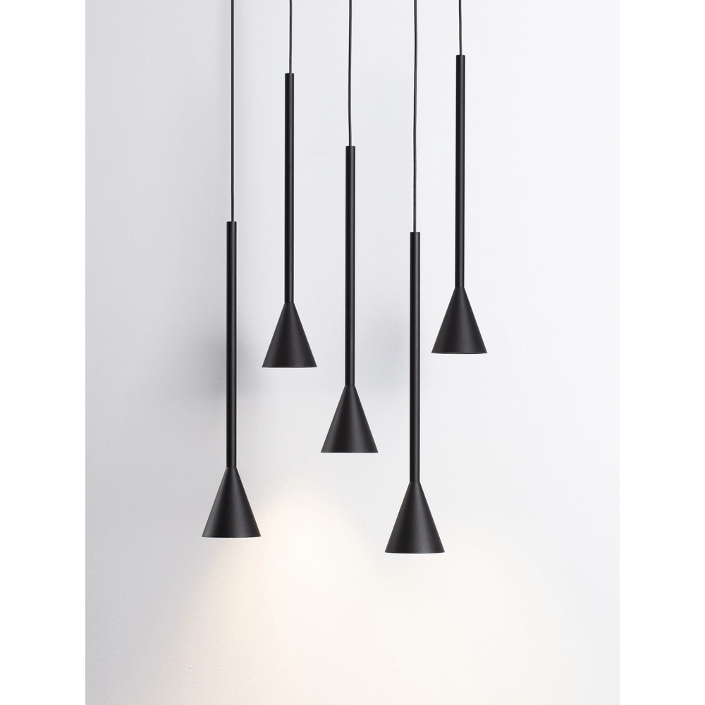 Pendant lamp Net round 5-light black