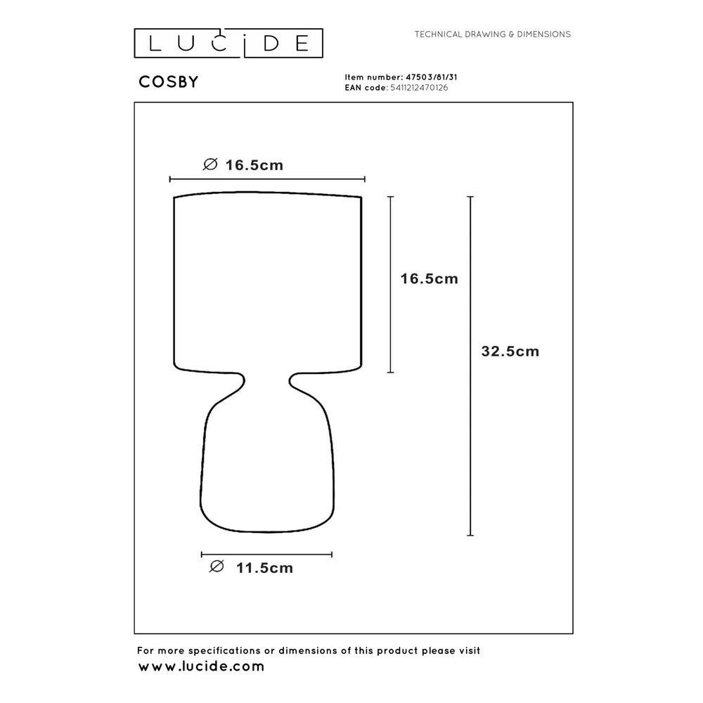 Table lamp Cosby white Lucide 5411212470126