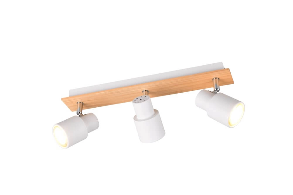 3-light ceiling lamp Pierre white with wood