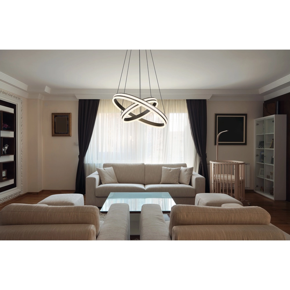 Design pendant lamp Grouni 2 rings titanium brushed Globo 9007371454990