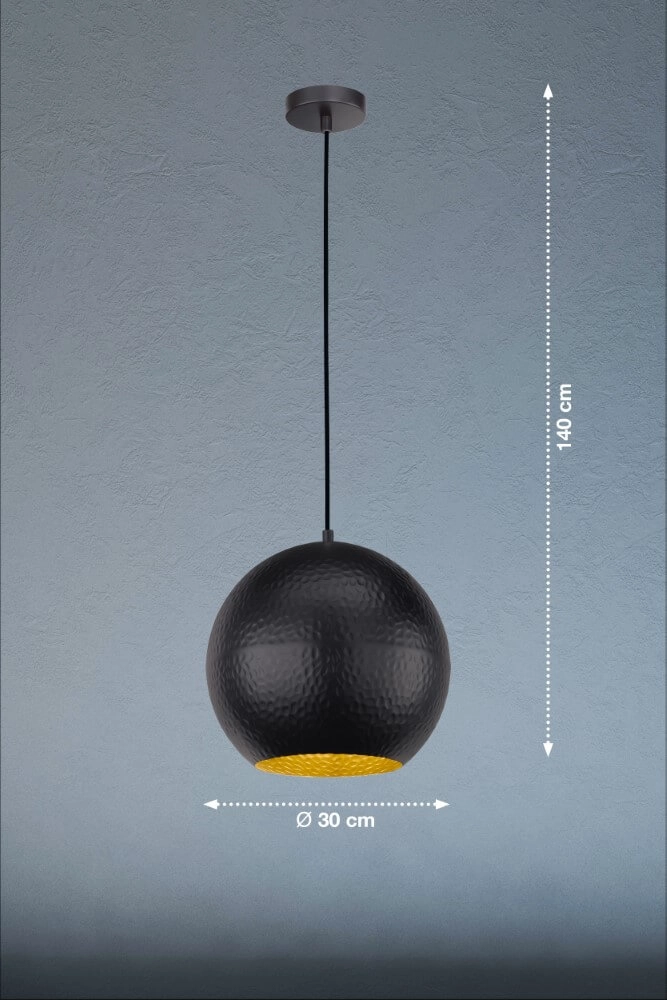 Sphere hanging lamp Mylon Ø 30cm black Fischer & Honsel 4003694607636