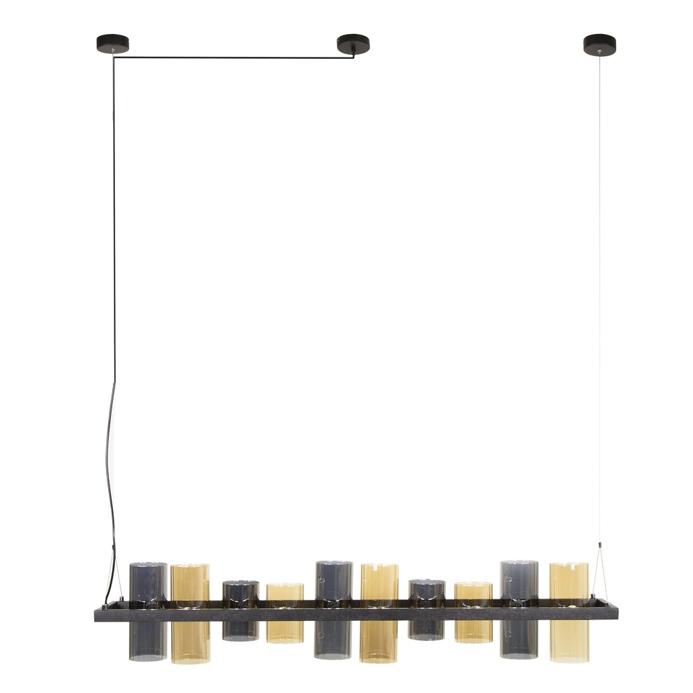 Pendant lamp Cylinder 130cm - smoke and amber glass Lyora 8716803512443