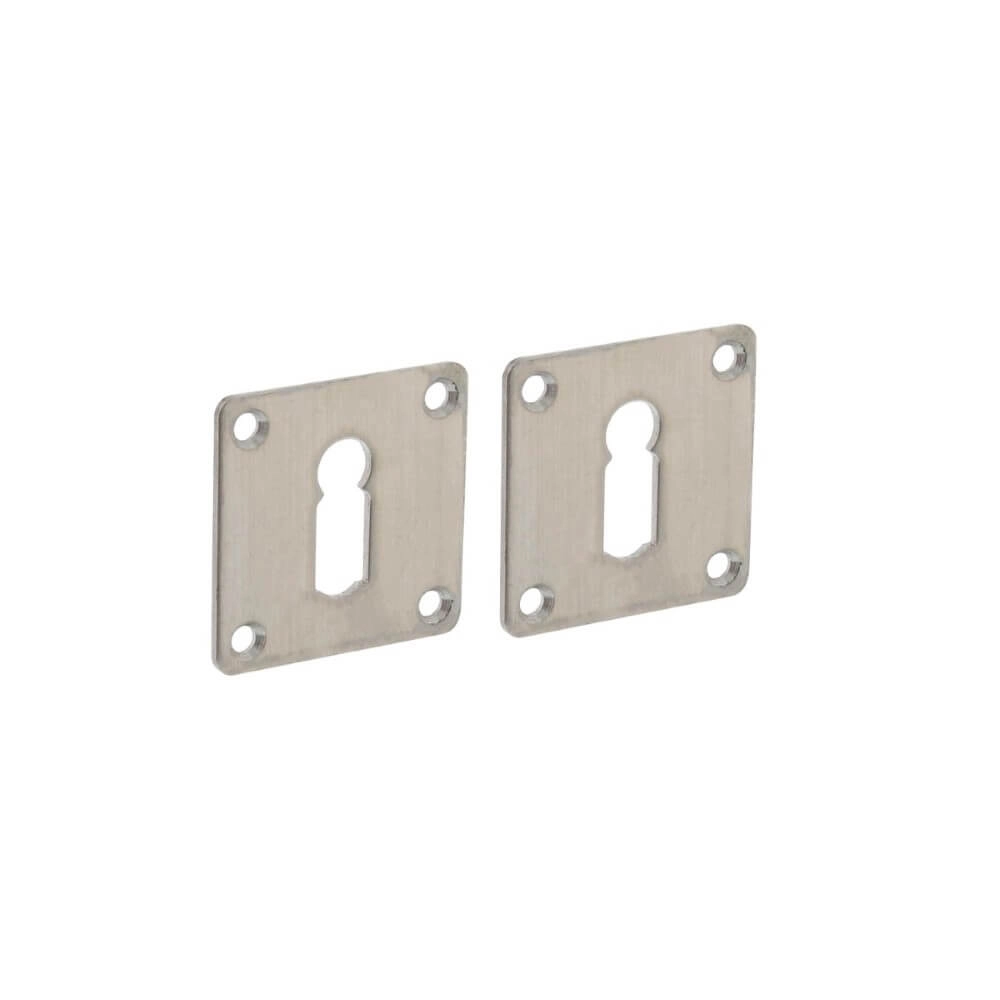 Set of 2 key rosettes Tira square stainless steel 2mm