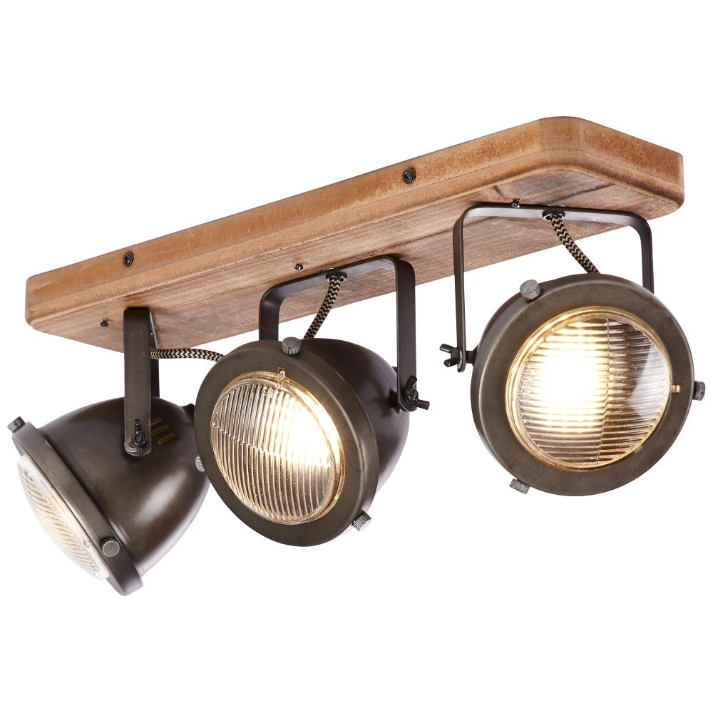 Rural surface-mounted spot Carmen Wood 3-light Brilliant 4004353310652