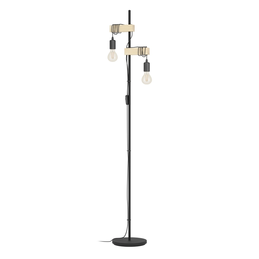 Floor lamp Townshend wood look - 2x E27