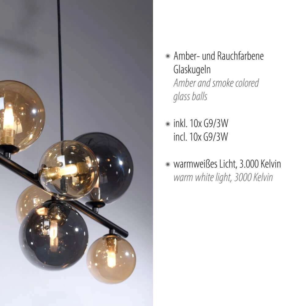 Black pendant lamp Popsicle Design 10-light Paul Neuhaus 4012248375495
