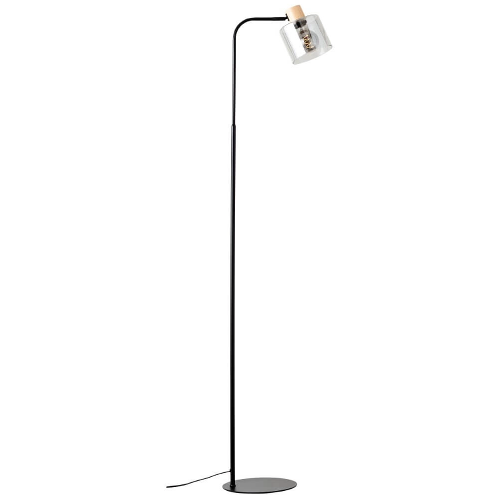 Standing lamp Weald black with wood Brilliant 4004353419270
