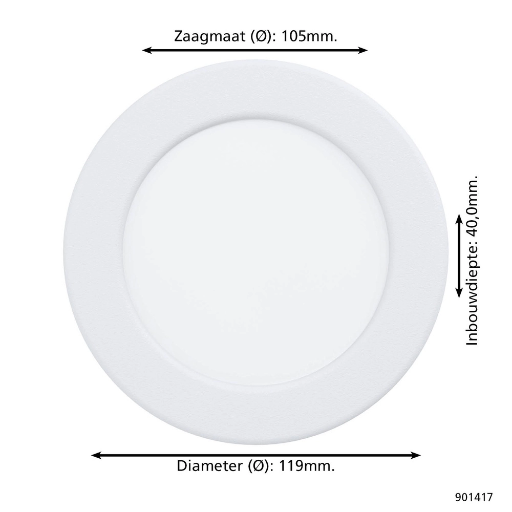 IP44 recessed lamp Fueva 6 round - white - Ø 11,9cm Eglo 9008606330942