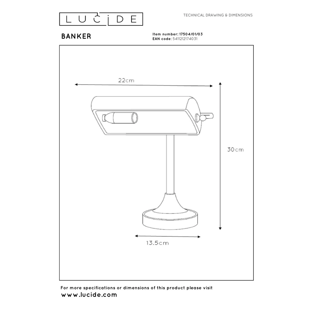 Desk lamp Banker bronze Lucide 5411212174031