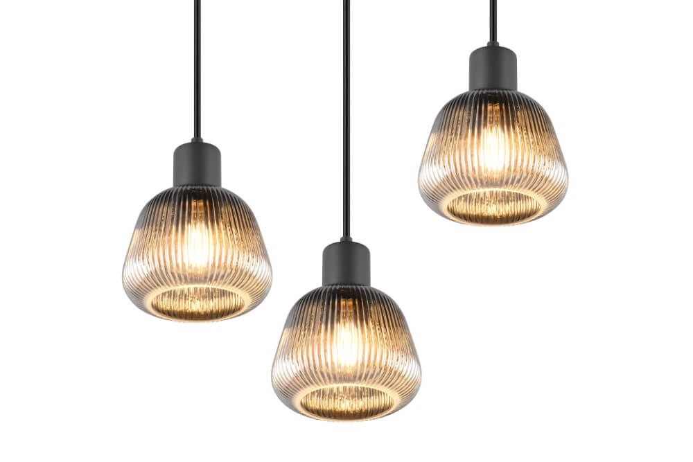 Vide pendant lamp Tarifa with ribbed glass Trio 4017807615807