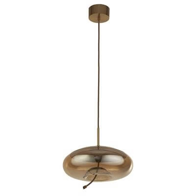Pendant Lamp Glass Lisbon Red copper with amber round glass Searchlight 5053423188348
