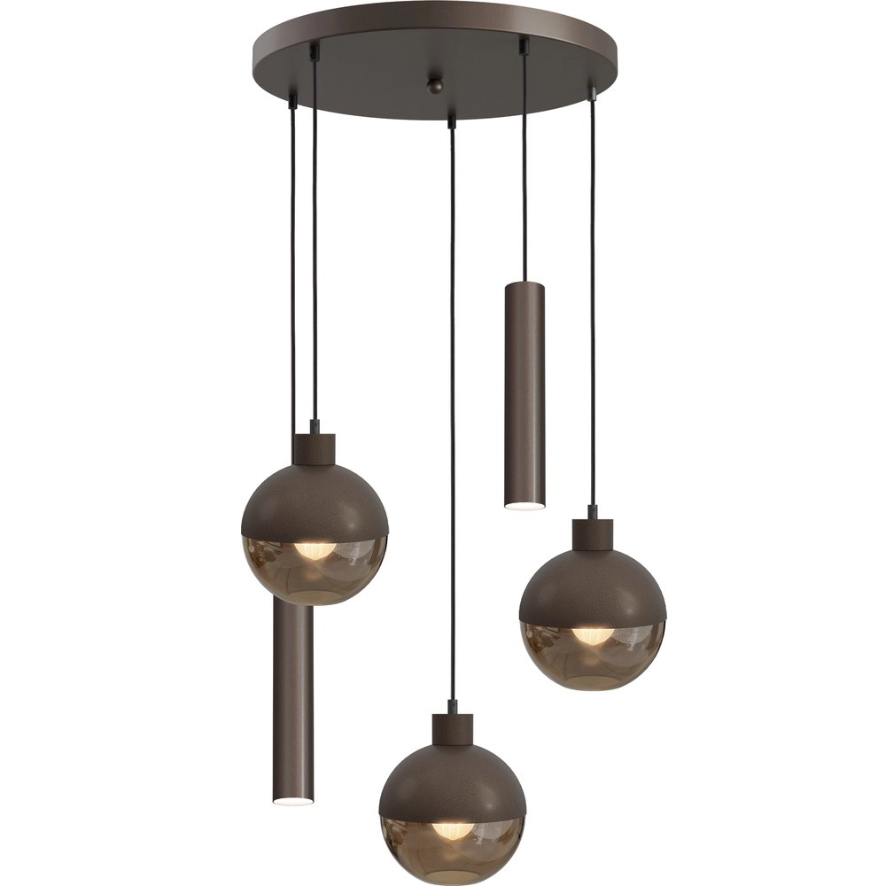 5-light pendant lamp Opera Ø 50cm cocoa