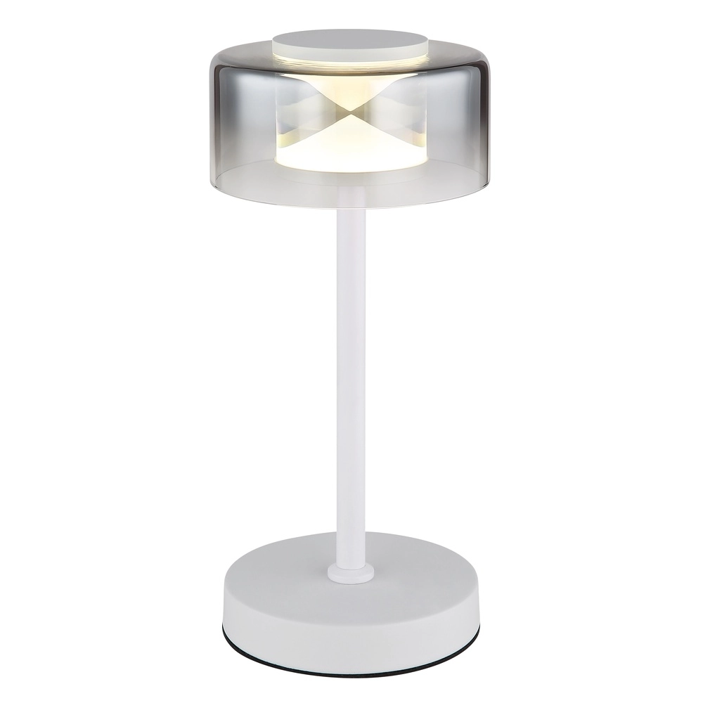 Design table lamp Belinda white with smoke glass