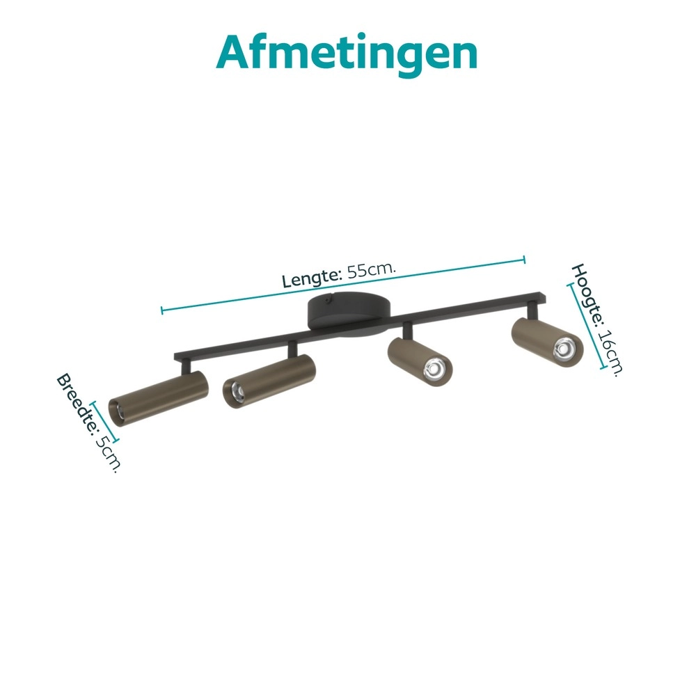 Surface-mounted spot Valproto 4-light black with bronze Eglo 9008606392070