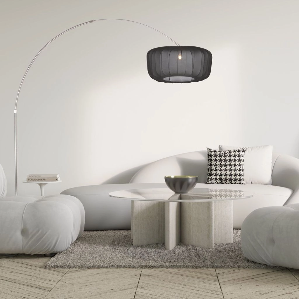 Arc lamp Vela Lino with black shade Ø60cm Steinhauer 8712746183535