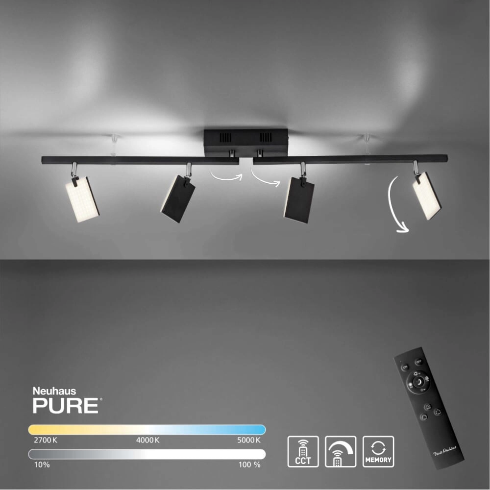 Ceiling lamp Pure Mira 4-light black Paul Neuhaus 4012248359457