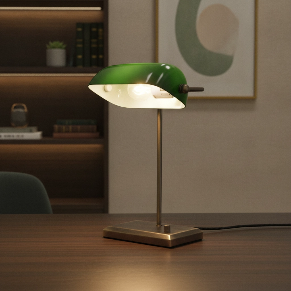 Classic banker's lamp Oxford Bronze with green