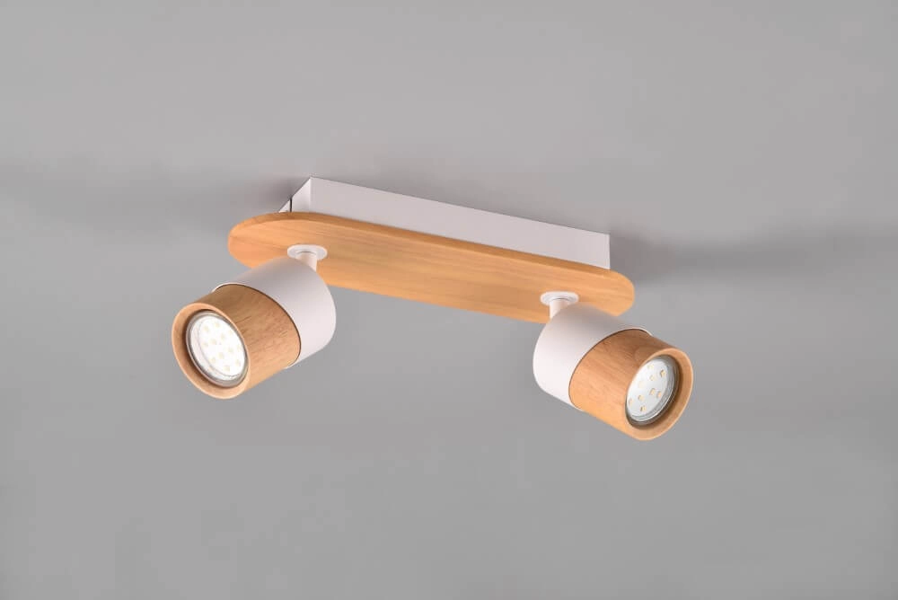 Ceiling lamp wood with white Aruni 2-light Trio 4017807562316