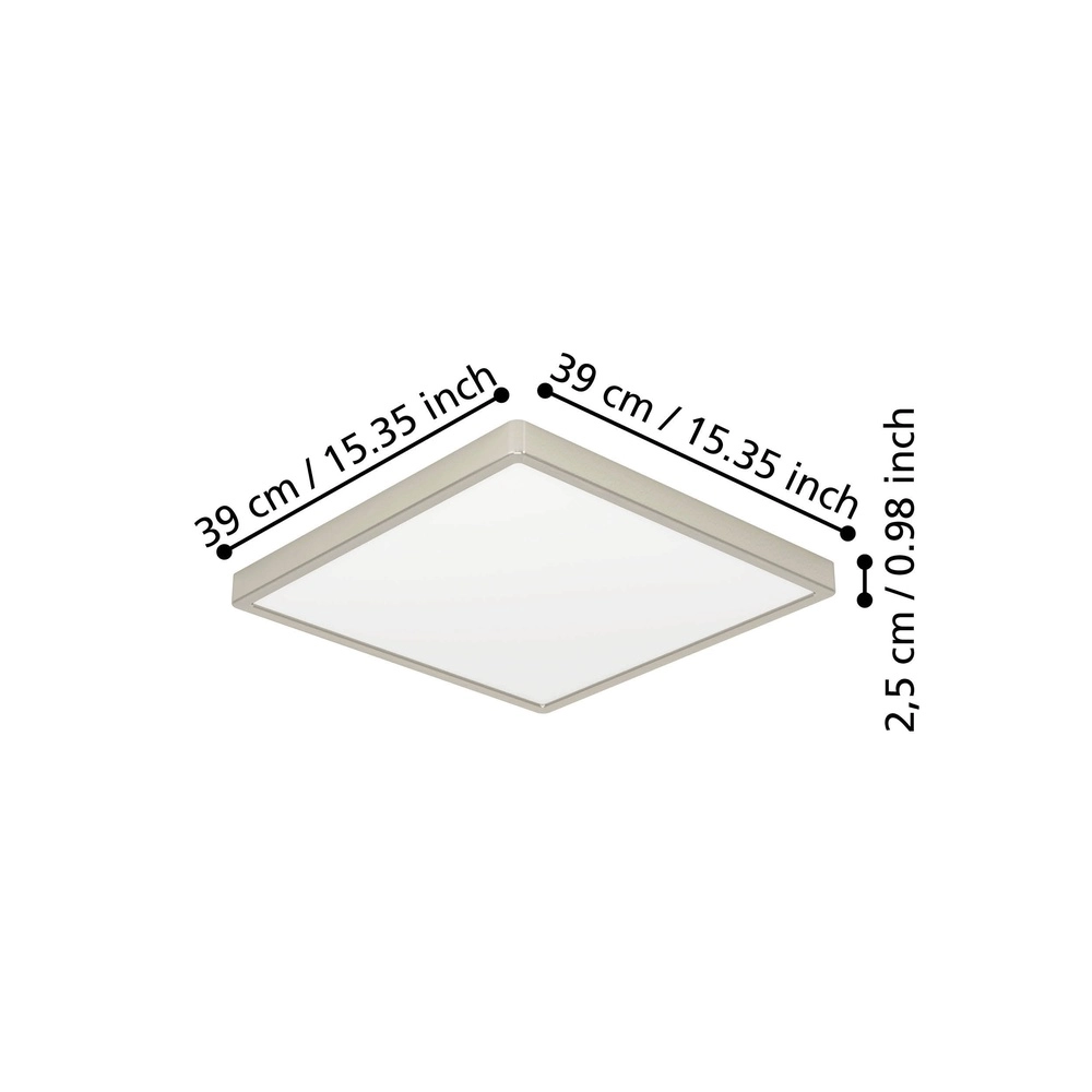 Led ceiling light Fueva 6 Square - Stainless Steel - 39x39cm Eglo 9008606330294