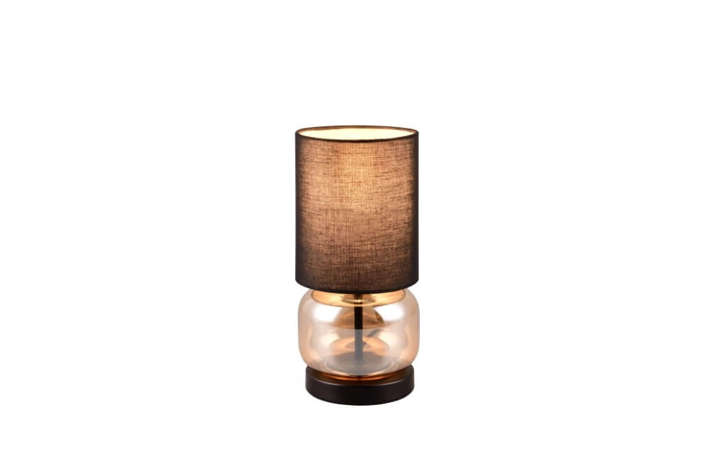 Black table lamp Elio with amber glass