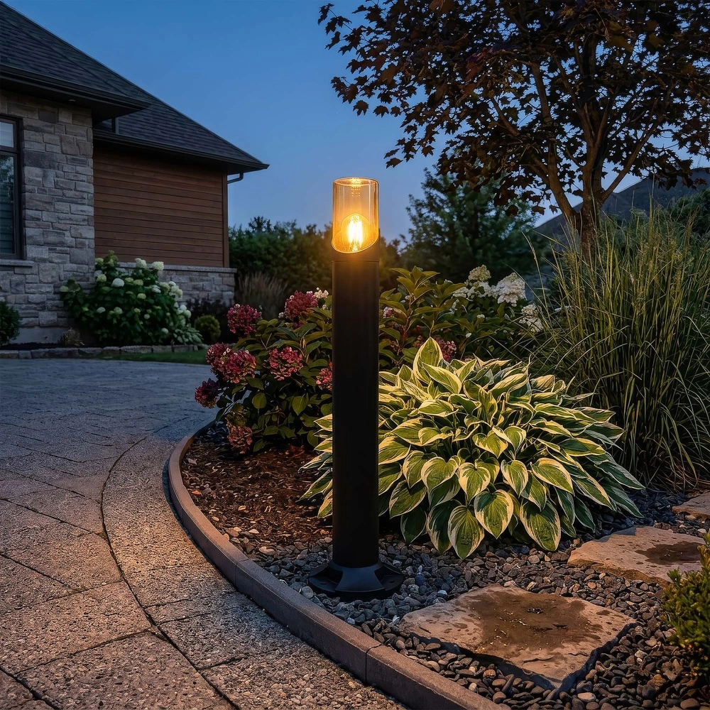 Garden lamp Broadway black with amber glass 90cm Searchlight 5,05342E+12