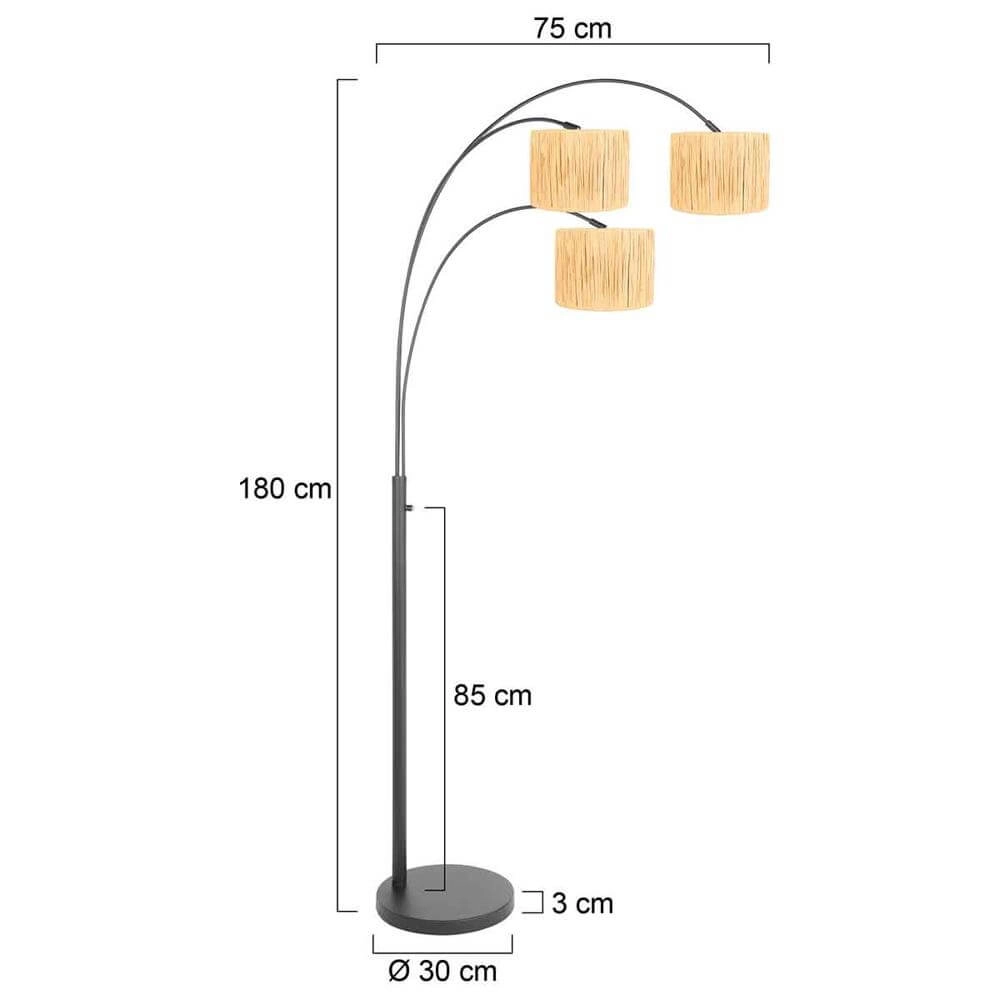 Floor lamp Sparkled Light black with straw-colored caps Steinhauer 8712746173642