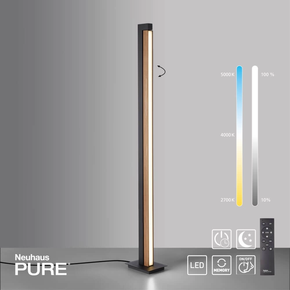 Floor lamp Pure-Lines wood Paul Neuhaus 4012248375754