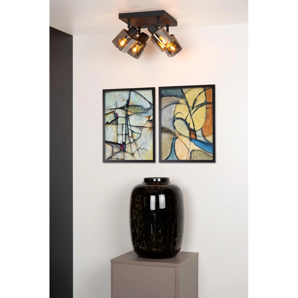 Ceiling lamp Alion 4-light black with smoke glass Lucide 5411212177018