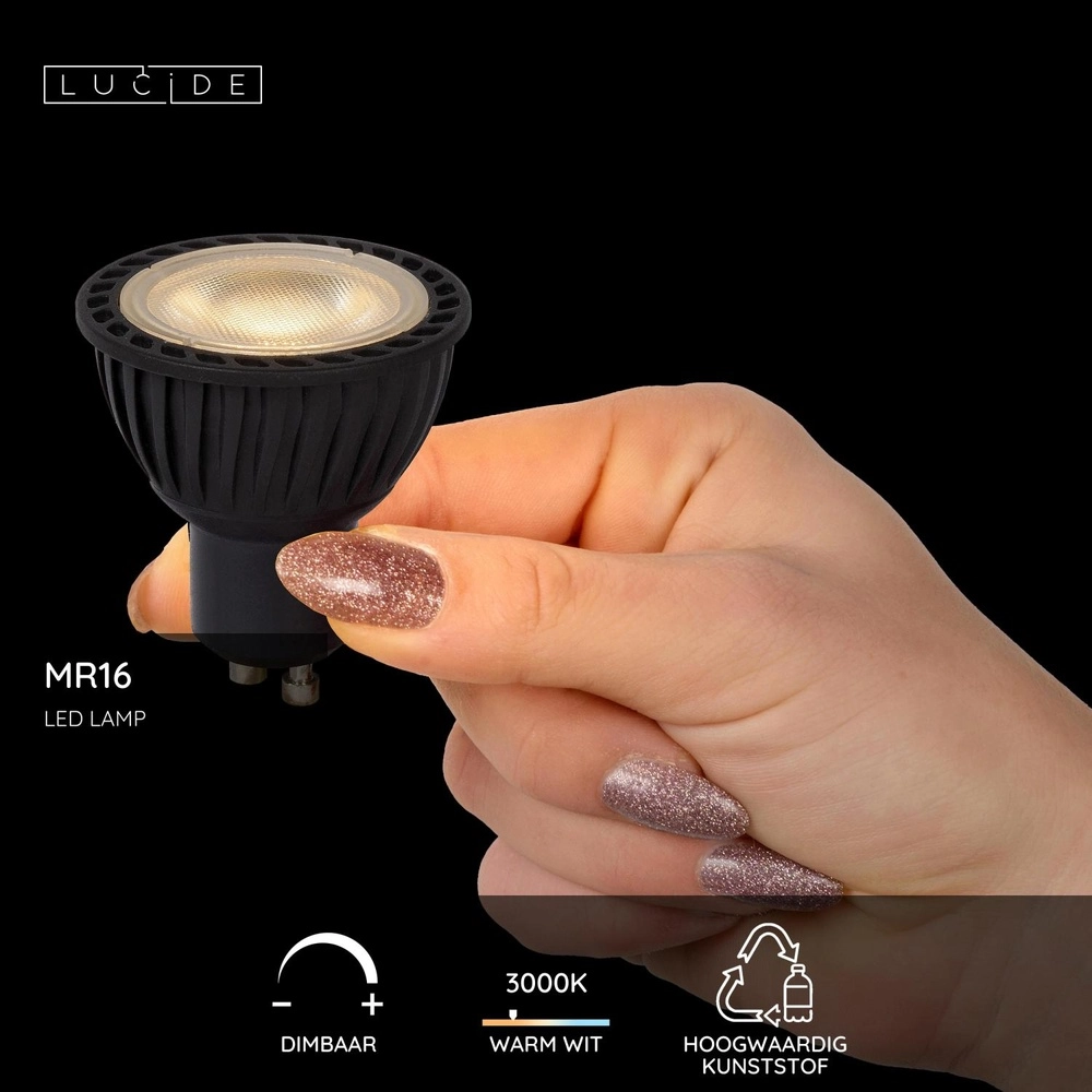 5W Led GU10 - 3000K black dimmable Lucide 5411212490643