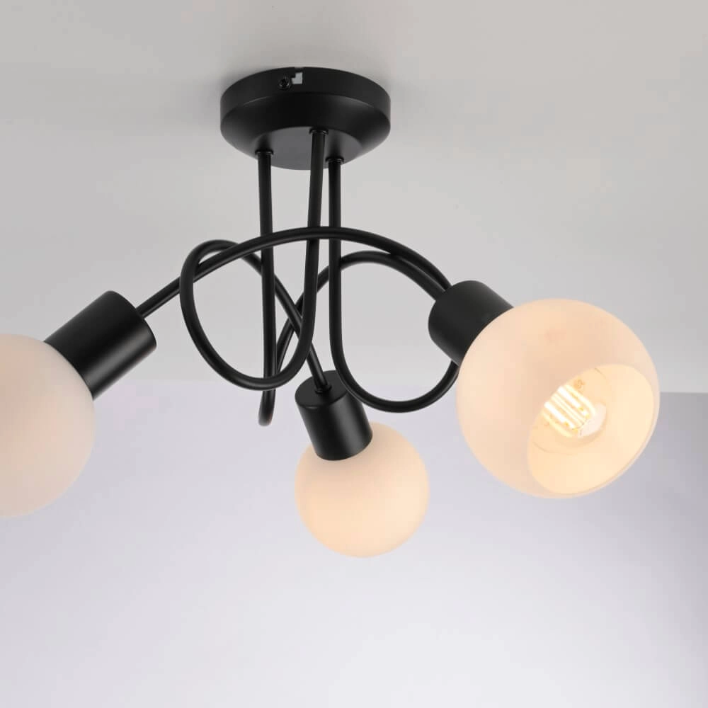 Black ceiling lamp Loki 3-light curl Just Light 4043689000783