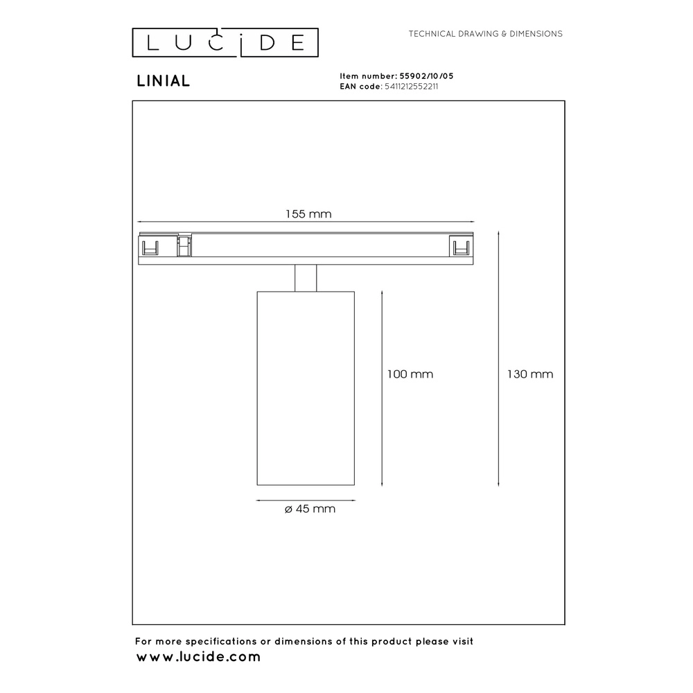 1-fase railspot Linial Mox champagne Premium by Lucide 5411212552211