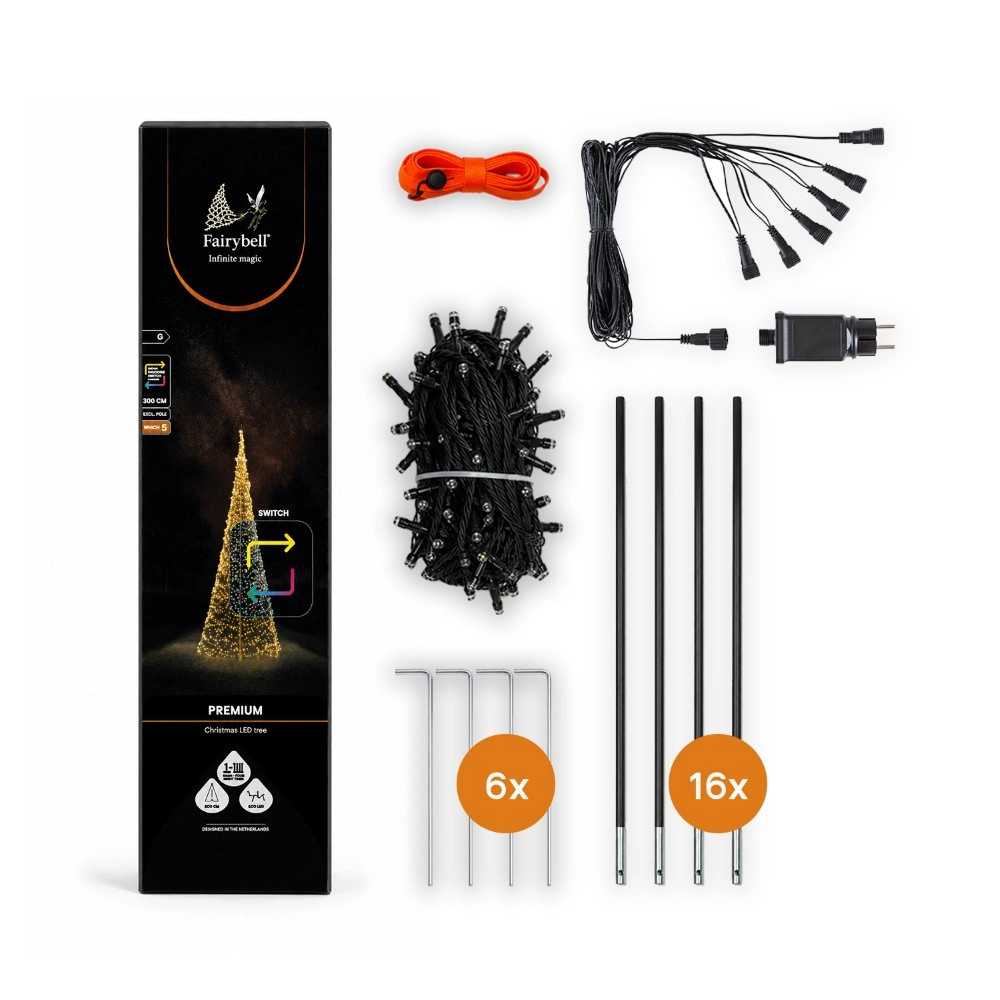 8 meter - 1536 Led - Luminous Switch - Incl. Pole