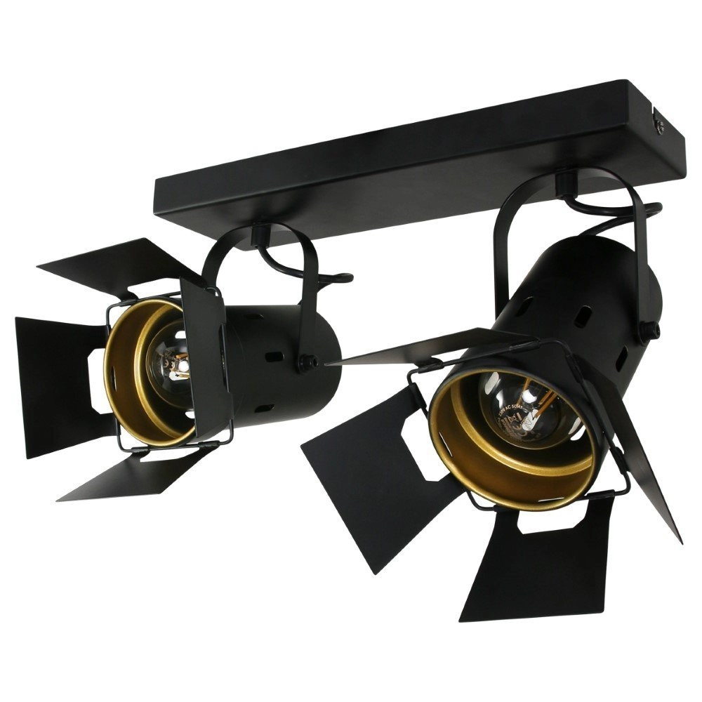 Black surface-mounted spotlight Carre 2-light Steinhauer 8712746128024