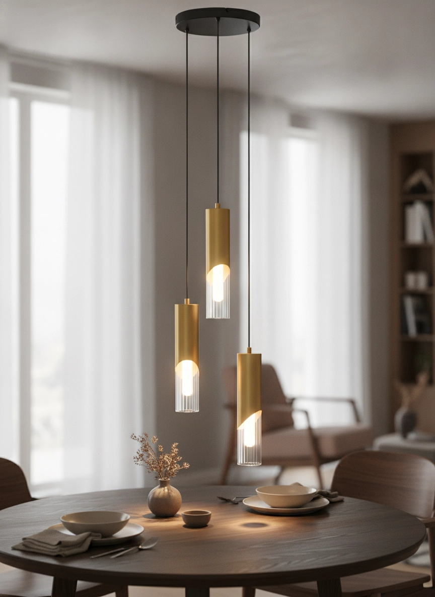 Design pendant lamp Modesto Ø 25cm gold 3-lights Lyora 5212063501447