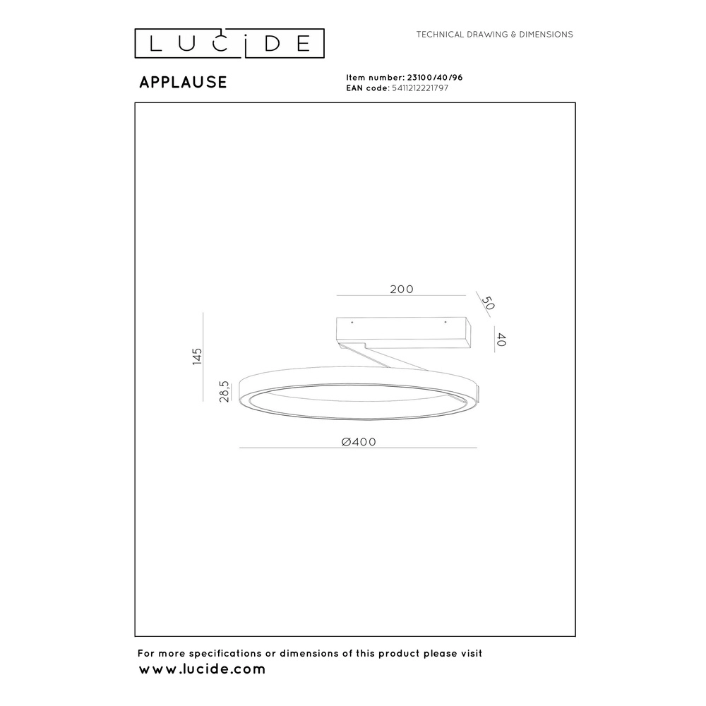 Design ceiling lamp Applause Ø 40cm - coffee brown - with remote control Premium by Lucide 5411212221797
