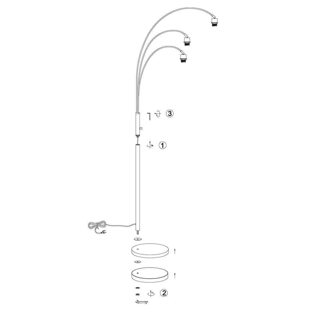 Bamboo floor lamp Sparkled Light with black Steinhauer 8712746176803