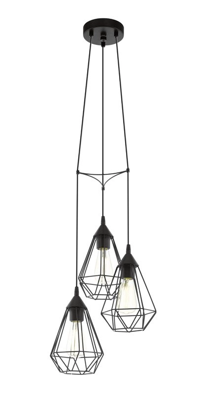 Pendant lamp Tarbes 3-light black