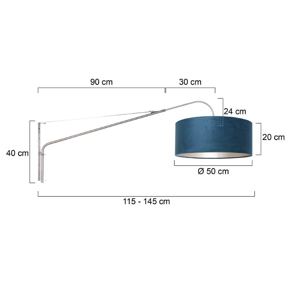 Adjustable wall lamp Elegant Classy Stainless steel with blue Steinhauer 8712746147315